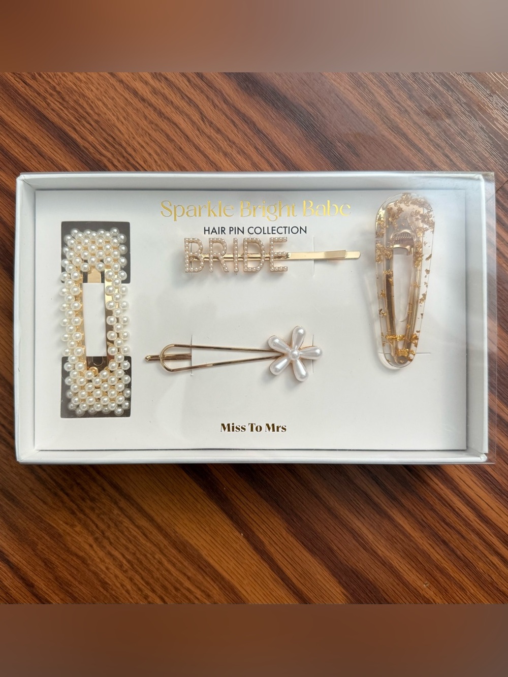 Sparkle Bright Babe 'Bride' Pearl Hair Pin Set -